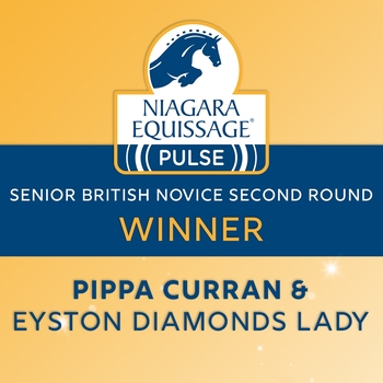 Pippa Curran claims first place in the Equissage Pulse Senior British Novice Second Round at Norfolk Showjumping Club